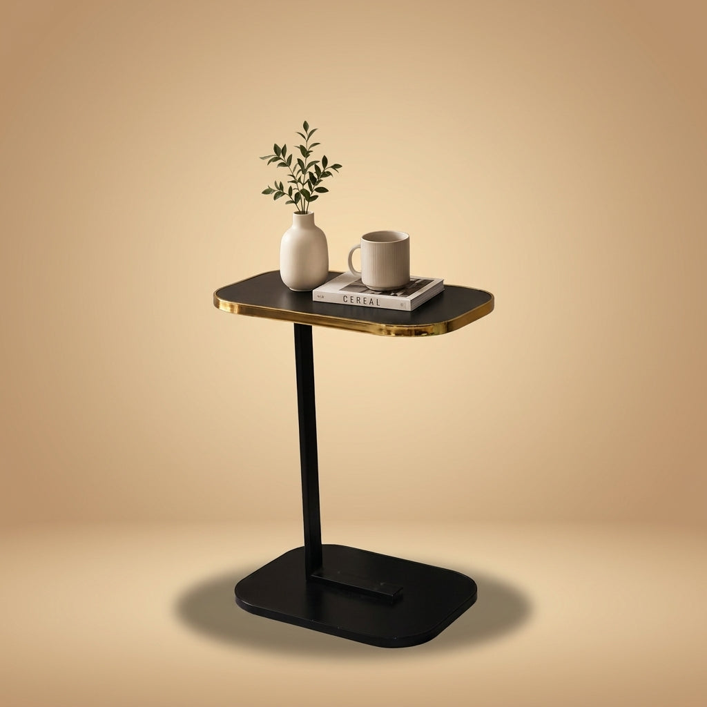 Luxe Wooden C-Shaped Side Table