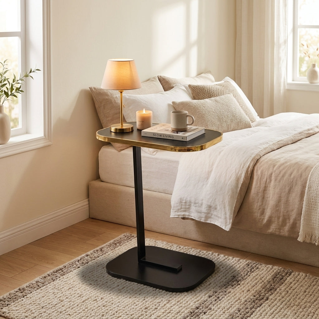 Luxe Wooden C-Shaped Side Table