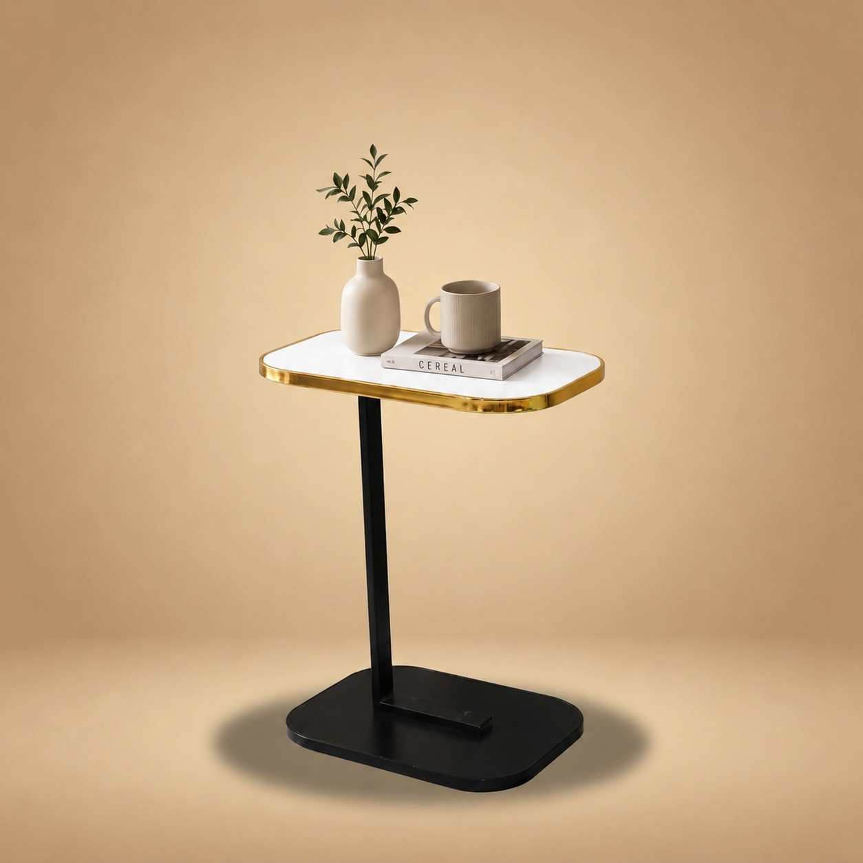 Luxe Wooden C-Shaped Side Table