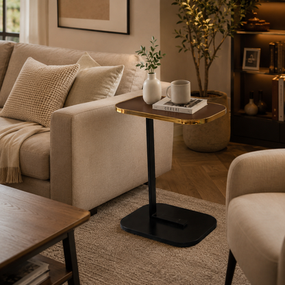 Luxe Wooden C-Shaped Side Table