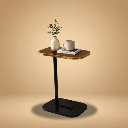 Luxe Wooden C-Shaped Side Table
