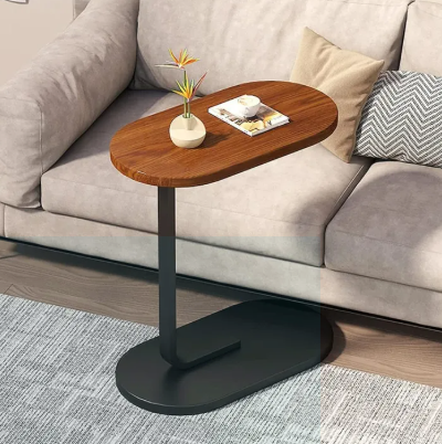 New Wooden C-Shaped Oval Sofa Side Table | Oval Laptop Table | Multipurpose Bed & Couch Table